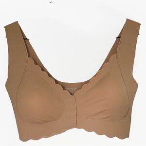 Seamless Scallop-Edge Nude Wireless Bra Womens XL